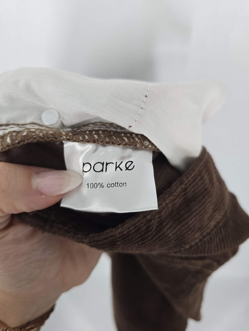 Parke Brown Corduroy Button Fly Straight Leg Pants Size 27 100% Cotton - Picture 7 of 7